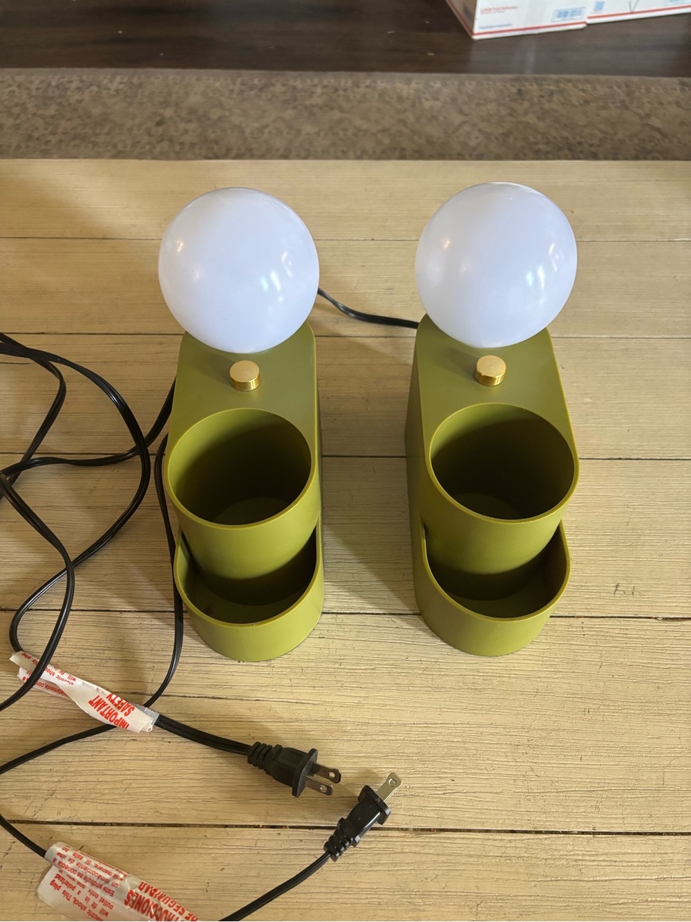 Set Of 2 Globe Light Touch Green Organizer Novelty Table Lamp - Room Essentials